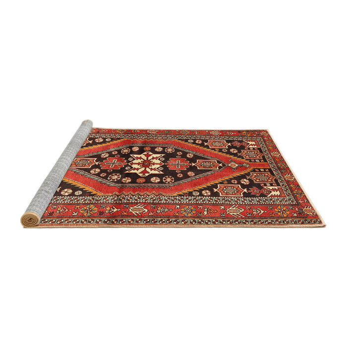 Sideview of Machine Washable Traditional Tomato Red Rug, wshtr3029