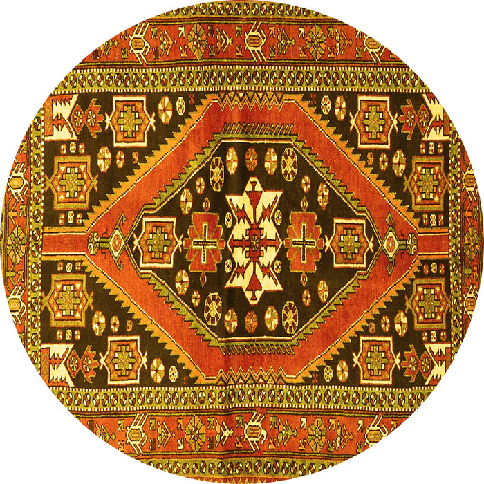 Round Persian Yellow Traditional Rug, tr3029yw