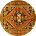 Round Persian Yellow Traditional Rug, tr3029yw
