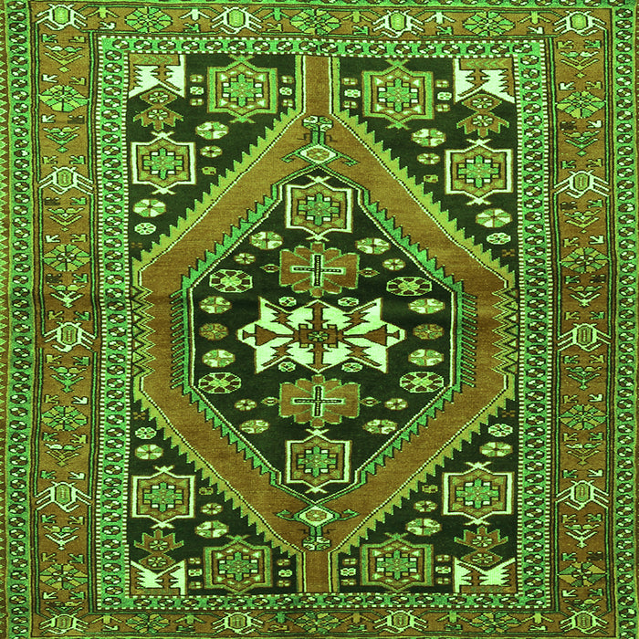 Round Machine Washable Persian Green Traditional Area Rugs, wshtr3029grn