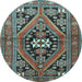 Round Persian Light Blue Traditional Rug, tr3029lblu