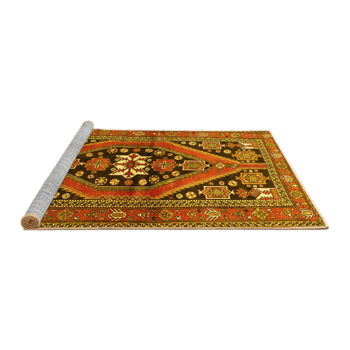 Sideview of Machine Washable Persian Yellow Traditional Rug, wshtr3029yw
