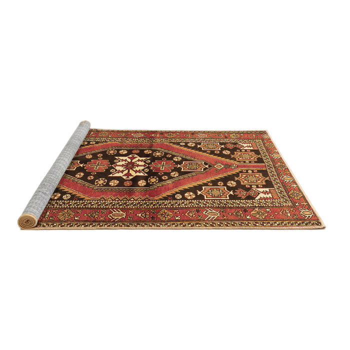 Sideview of Machine Washable Persian Brown Traditional Rug, wshtr3029brn