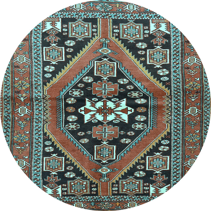 Round Machine Washable Persian Light Blue Traditional Rug, wshtr3029lblu