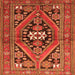 Round Machine Washable Persian Orange Traditional Area Rugs, wshtr3029org