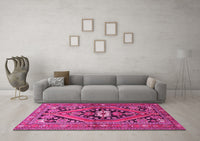 Machine Washable Persian Pink Traditional Rug, wshtr3029pnk