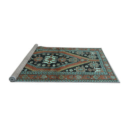 Sideview of Machine Washable Persian Light Blue Traditional Rug, wshtr3029lblu