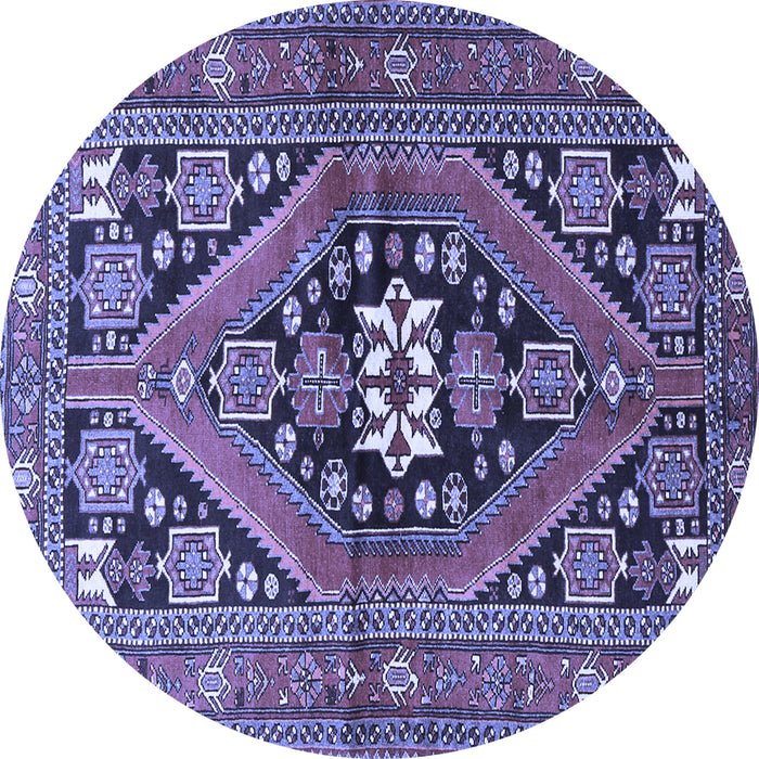 Round Machine Washable Persian Blue Traditional Rug, wshtr3029blu