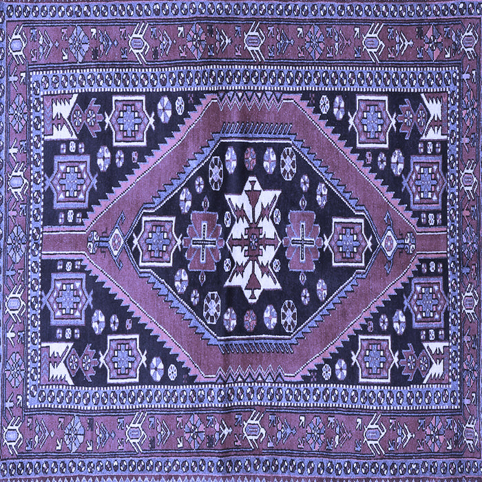 Square Machine Washable Persian Blue Traditional Rug, wshtr3029blu
