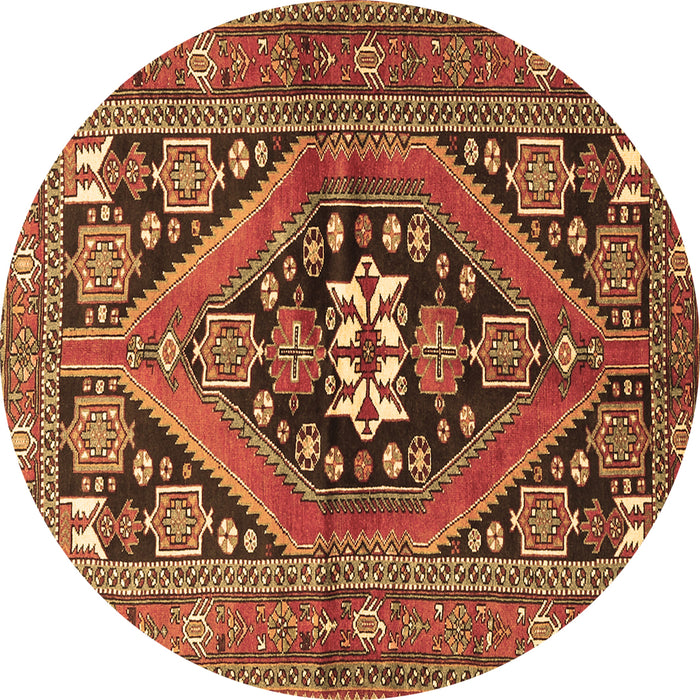 Round Persian Brown Traditional Rug, tr3029brn