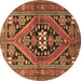 Round Persian Brown Traditional Rug, tr3029brn