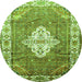 Machine Washable Medallion Green Traditional Area Rugs, wshtr302grn