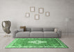 Machine Washable Medallion Emerald Green Traditional Area Rugs in a Living Room,, wshtr302emgrn