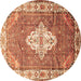 Round Medallion Brown Traditional Rug, tr302brn