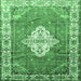 Square Machine Washable Medallion Emerald Green Traditional Area Rugs, wshtr302emgrn