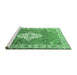 Sideview of Machine Washable Medallion Emerald Green Traditional Area Rugs, wshtr302emgrn