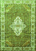 Serging Thickness of Machine Washable Medallion Green Traditional Area Rugs, wshtr302grn