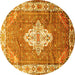 Round Medallion Yellow Traditional Rug, tr302yw