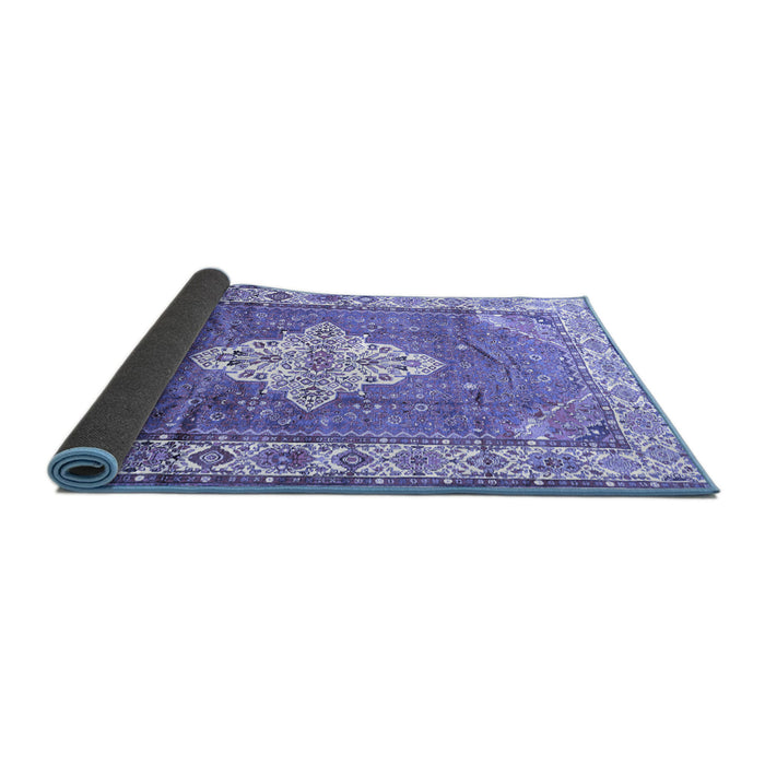 Sideview of Medallion Blue Traditional Rug, tr302blu