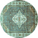 Round Medallion Turquoise Traditional Rug, tr302turq