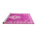 Sideview of Machine Washable Medallion Pink Traditional Rug, wshtr302pnk