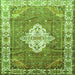 Serging Thickness of Medallion Green Traditional Rug, tr302grn