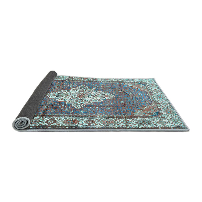 Sideview of Medallion Light Blue Traditional Rug, tr302lblu