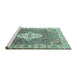 Sideview of Machine Washable Medallion Turquoise Traditional Area Rugs, wshtr302turq