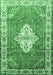 Machine Washable Medallion Emerald Green Traditional Area Rugs, wshtr302emgrn