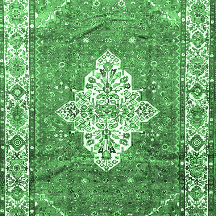 Machine Washable Medallion Emerald Green Traditional Area Rugs, wshtr302emgrn