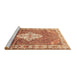 Sideview of Machine Washable Medallion Brown Traditional Rug, wshtr302brn