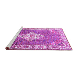 Sideview of Machine Washable Medallion Purple Traditional Area Rugs, wshtr302pur