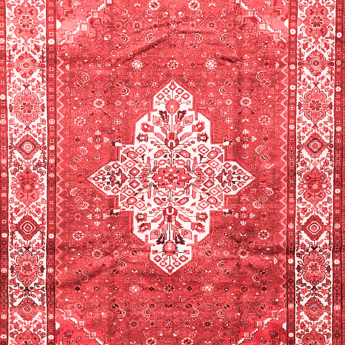 Machine Washable Medallion Red Traditional Rug, wshtr302red