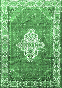 Medallion Emerald Green Traditional Rug, tr302emgrn