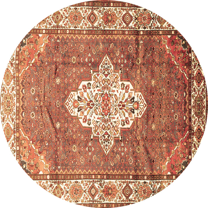 Round Machine Washable Medallion Brown Traditional Rug, wshtr302brn