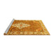 Sideview of Machine Washable Medallion Yellow Traditional Rug, wshtr302yw