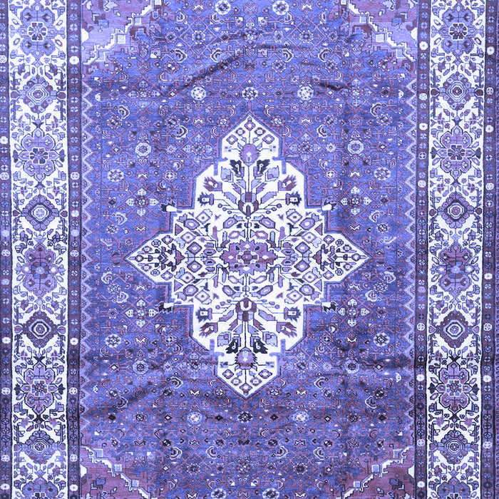 Machine Washable Medallion Blue Traditional Rug, wshtr302blu