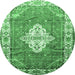 Round Medallion Emerald Green Traditional Rug, tr302emgrn