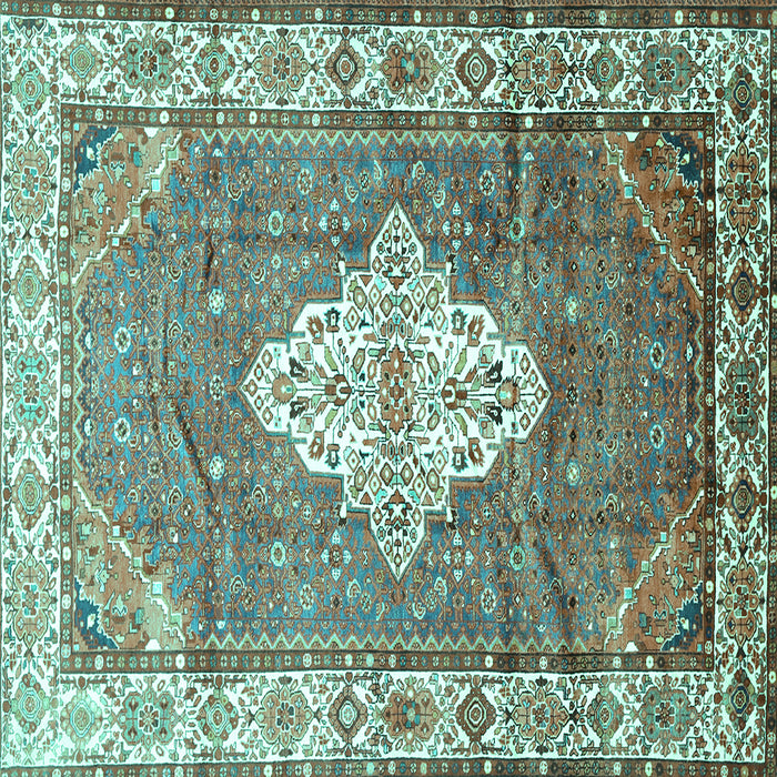 Square Medallion Turquoise Traditional Rug, tr302turq