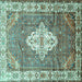 Square Medallion Turquoise Traditional Rug, tr302turq