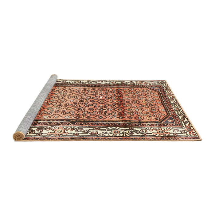 Sideview of Machine Washable Traditional Dark Sienna Brown Rug, wshtr3030
