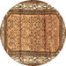 Round Persian Brown Traditional Rug, tr3030brn