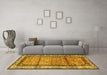 Machine Washable Persian Yellow Traditional Rug in a Living Room, wshtr3030yw