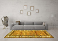 Machine Washable Persian Yellow Traditional Rug, wshtr3030yw