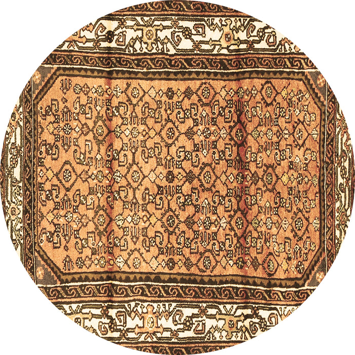 Round Machine Washable Persian Brown Traditional Rug, wshtr3030brn