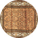 Round Machine Washable Persian Brown Traditional Rug, wshtr3030brn