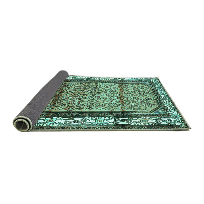Sideview of Persian Turquoise Traditional Rug, tr3030turq