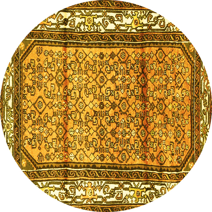 Round Persian Yellow Traditional Rug, tr3030yw