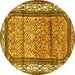 Round Persian Yellow Traditional Rug, tr3030yw