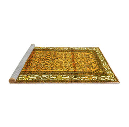 Sideview of Machine Washable Persian Yellow Traditional Rug, wshtr3030yw